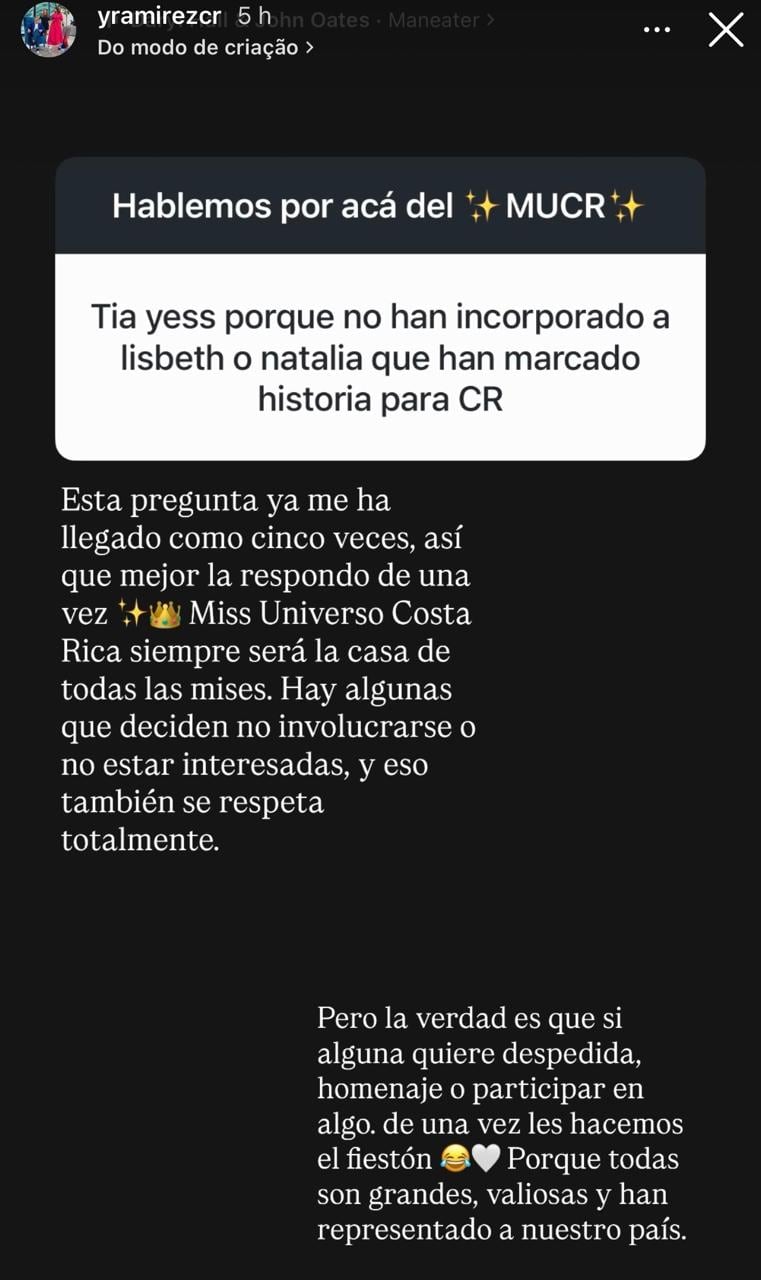 Miss Universo Costa Rica, Yessenia Ramírez,