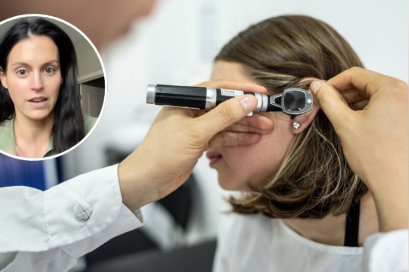 Mujer limpieza de oído