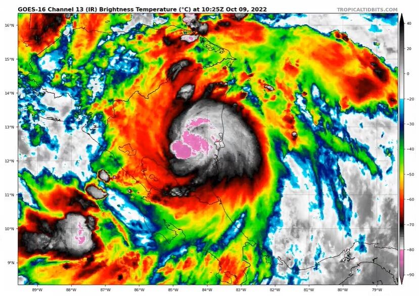 El huracán Julia cruzará Nicaragua este domingo. Foto IMN.