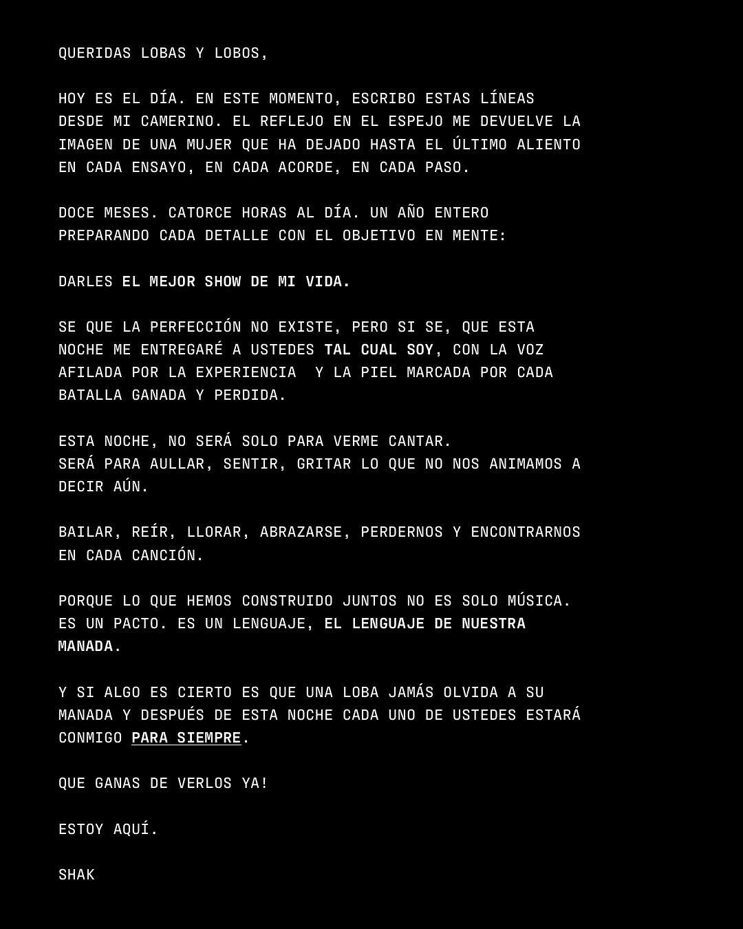 Shakira comenzó este martes su tour mundial “Las mujeres ya no lloran” con un poderoso mensaje que publicó en sus redes y la expectativa de si vendrá o no a Costa Rica con su gira.
