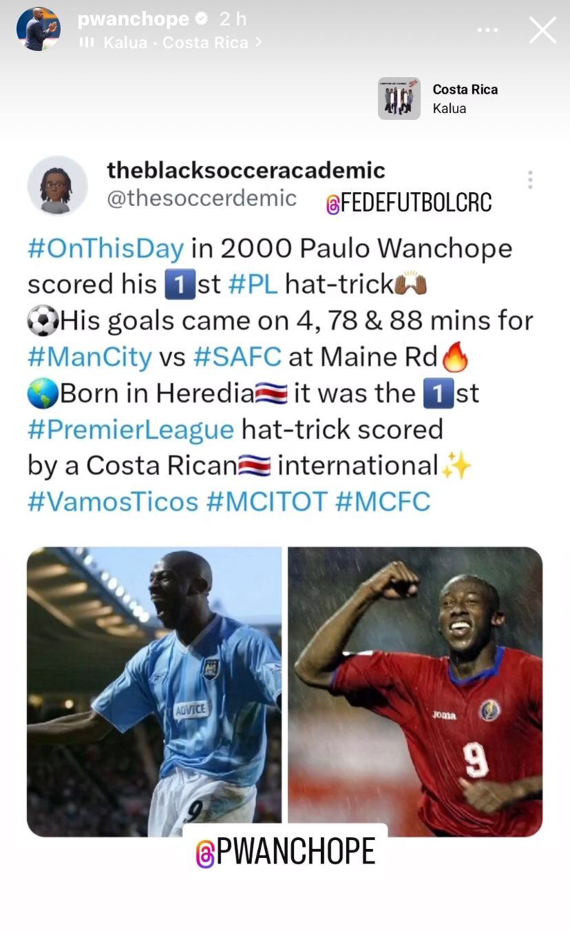 Paulo Wanchope realizó esta publicación tras su salida del Saprissa.