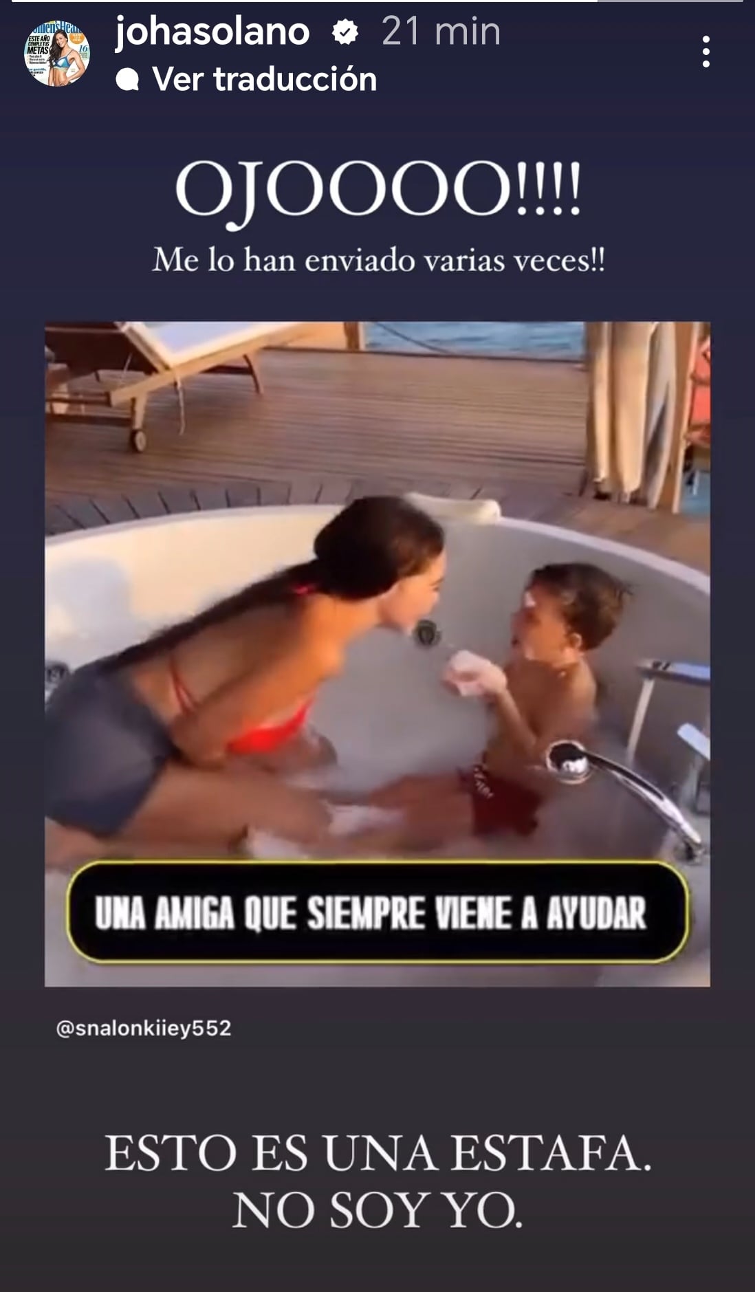 Este es el video sobre Johanna Solano que anda circulando en redes para estafar.