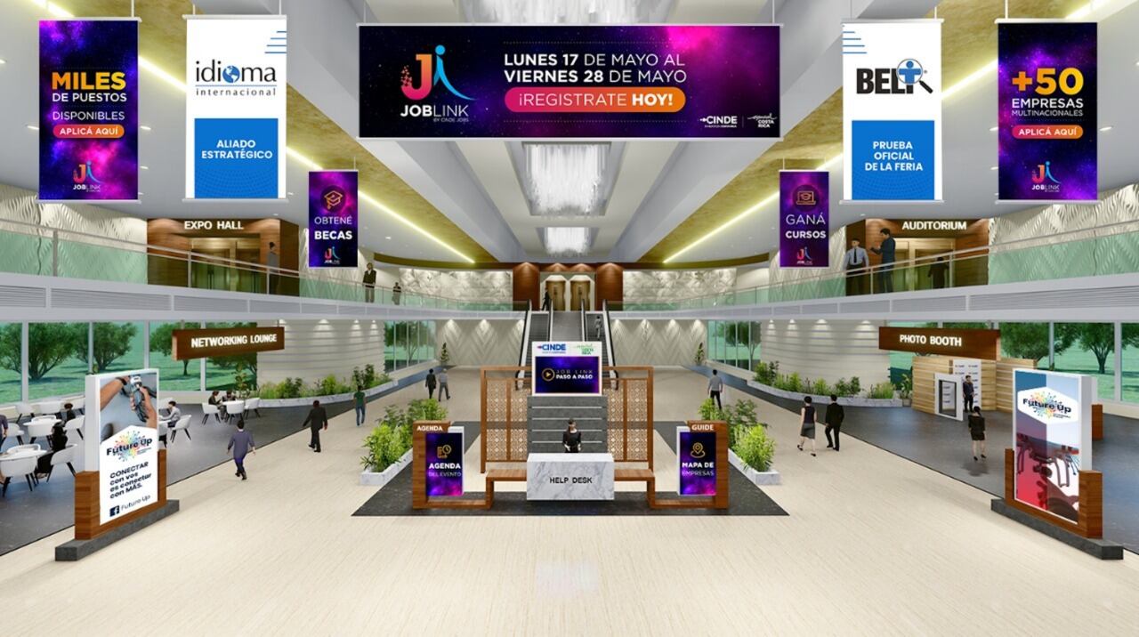 A partir de este lunes 17 y hasta el próximo viernes 28 de mayo, 56 empresas multinacionales líderes de la industria ofertarán 6.500 puestos de trabajo, en la cuarta edición de la feria virtual de talento multilingüe más importante del país JobLink, organizada por la Coalición Costarricense de Iniciativas de Desarrollo (CINDE).