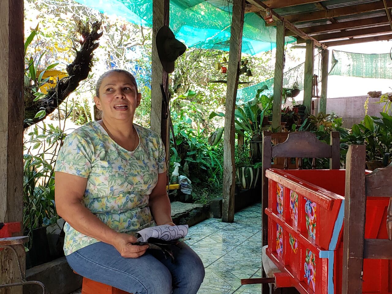 María Cambronero Marín es una puriscaleña que pinta carretas desde hace 36 años. Tiene 51 años de edad