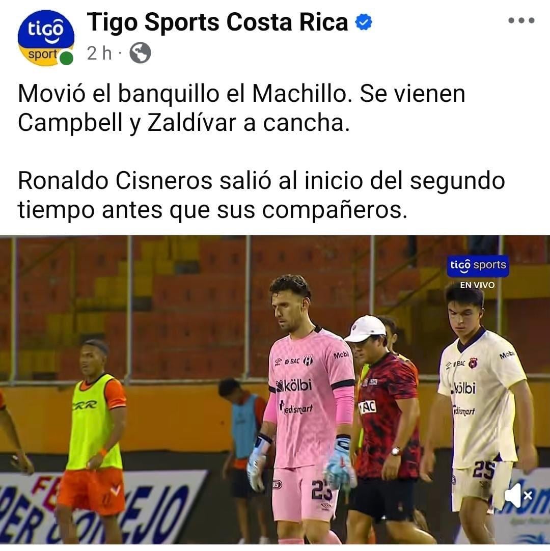 Tigo Sports cambió su versión de lo que pasó con Ronaldo Cisneros en Puntarenas.
