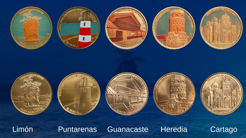 Captura de pantalla de Colección de monedas de 25 colones con lugares emblemáticos de Costa Rica.