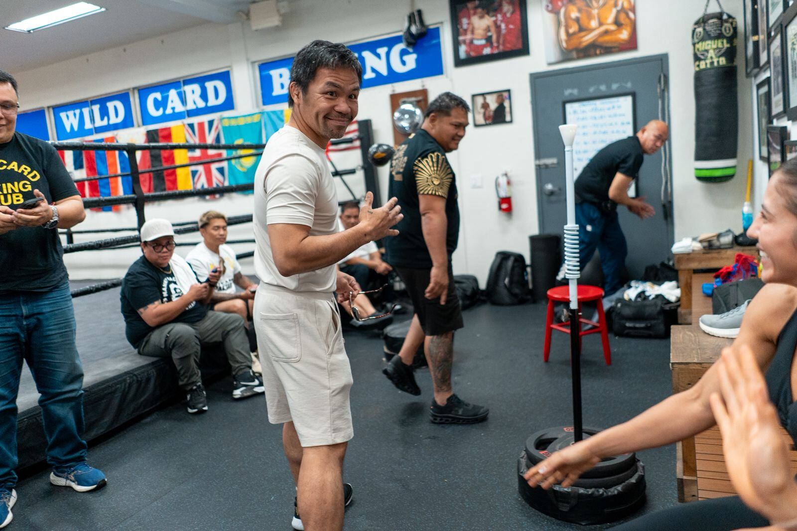 Yokasta Valle compartió con Manny Pacquiao en Los Ángeles, California.