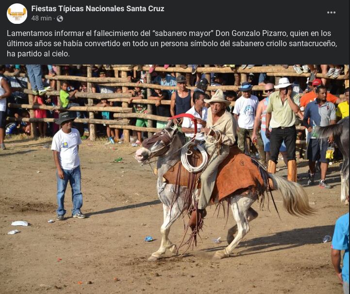 Muere uno de los personajes más queridos y famosos de Santa Cruz y sus fiestas típicas, ¡qué triste!