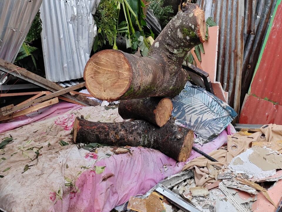 Esta era la cama en la que estaba durmiendo la pareja junto a su pequeña hija. Foto Guana Noticias.