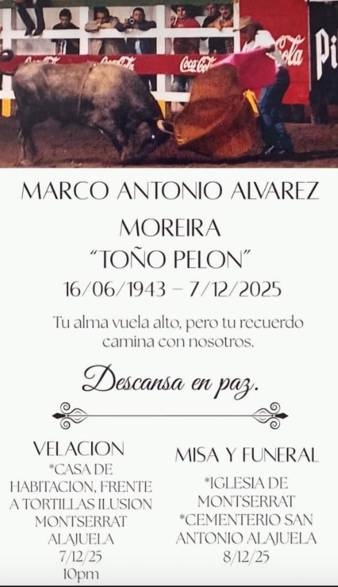 Marco Antonio Álvarez Morera, mejor conocido como "Toño Pelón", falleció este 7 de diciembre de 2025 a los 82 años.