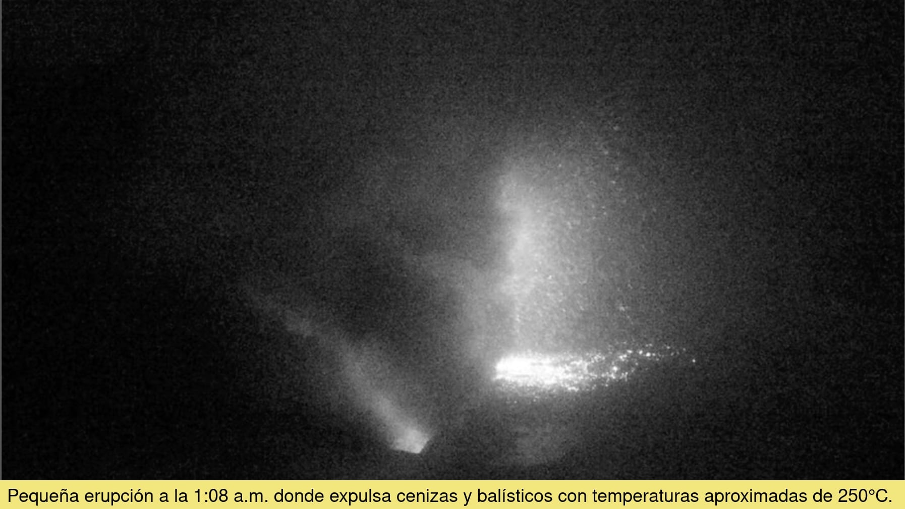 Rocas ardientes salieron expulsadas del volcán Poás durante esta madrugada. Foto: Ovsicori