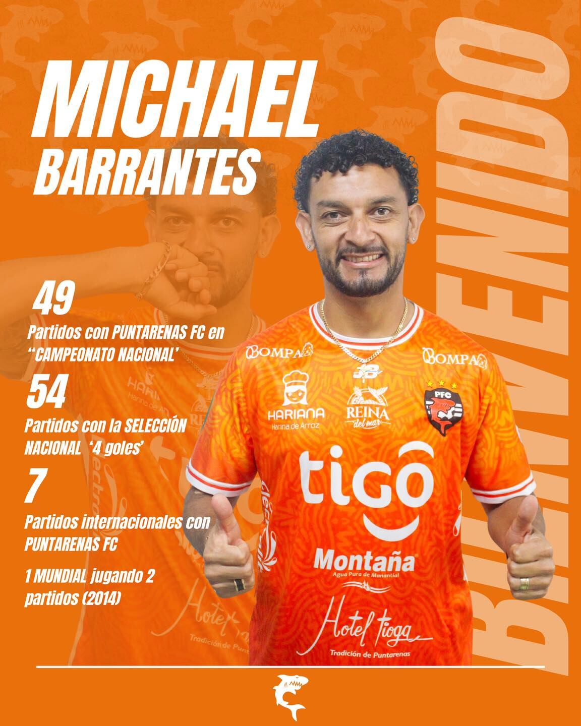 Michael Barrantes regresó al equipo que lo hizo campeón. Foto tomada de las RRSS de Puntarenas FC.