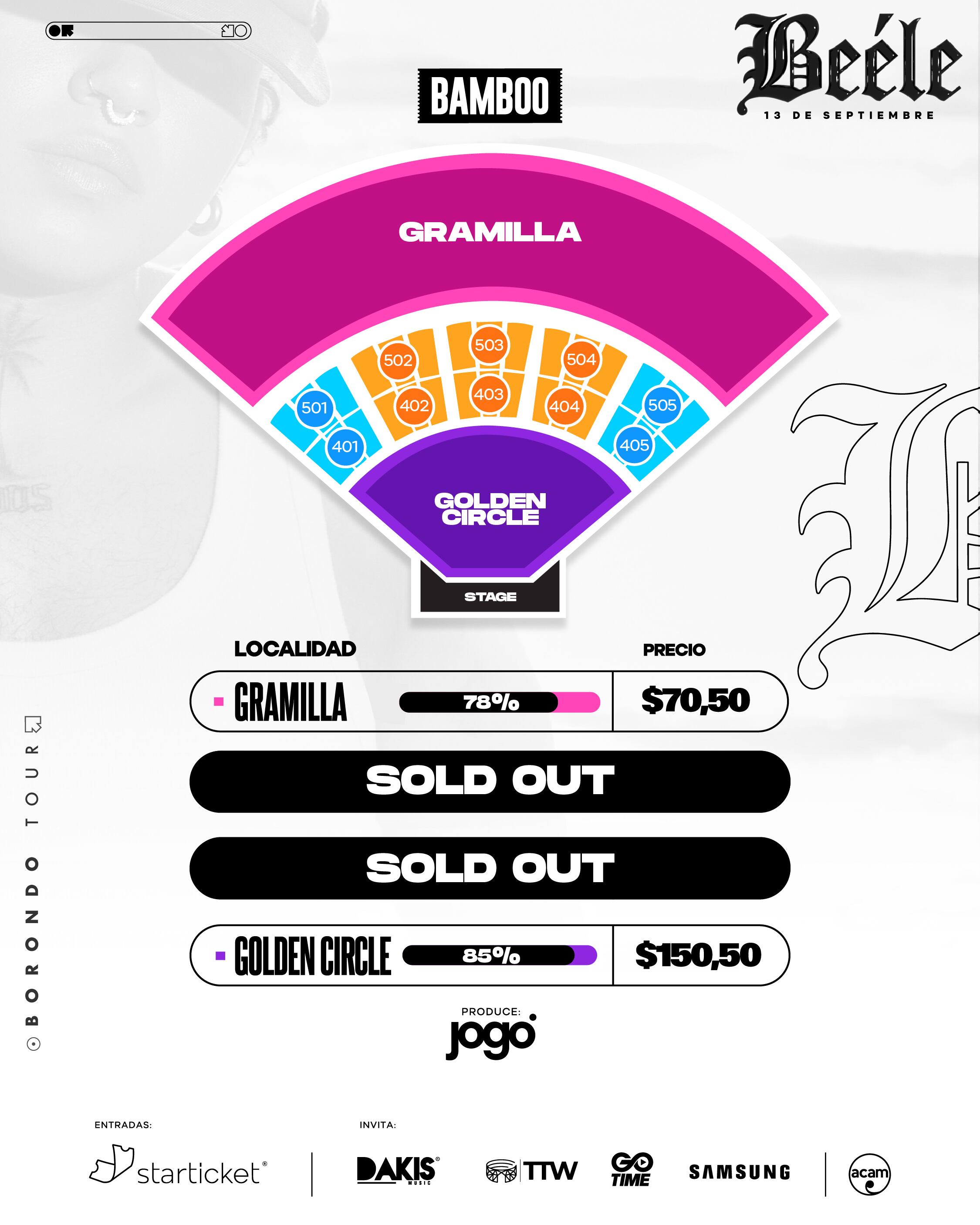Estas son las localidades donde quedan entradas disponibles.