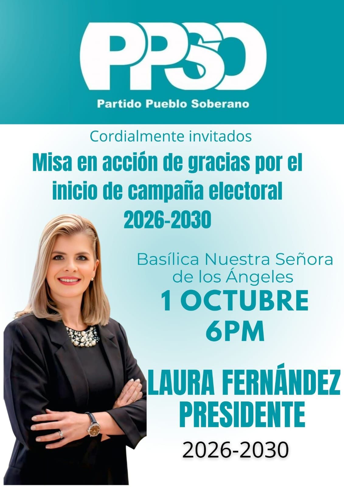 Este es el afiche de la supuesta misa que habría compartido la campaña de Laura Fernández.