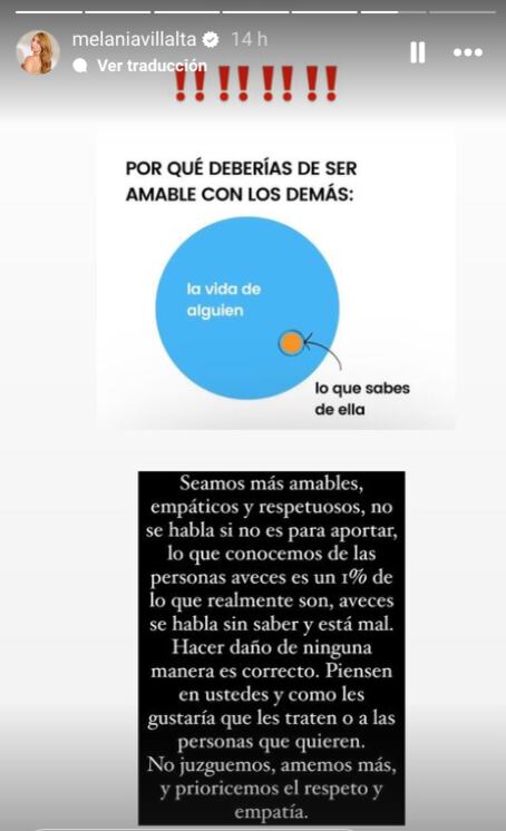 Publicación de Melania Villalta, modelo y presentadora.