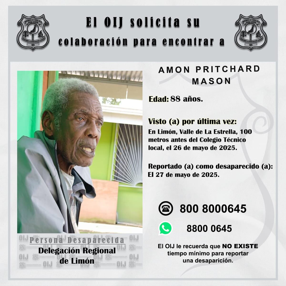 Amon Pritchard Mason está desaparecido