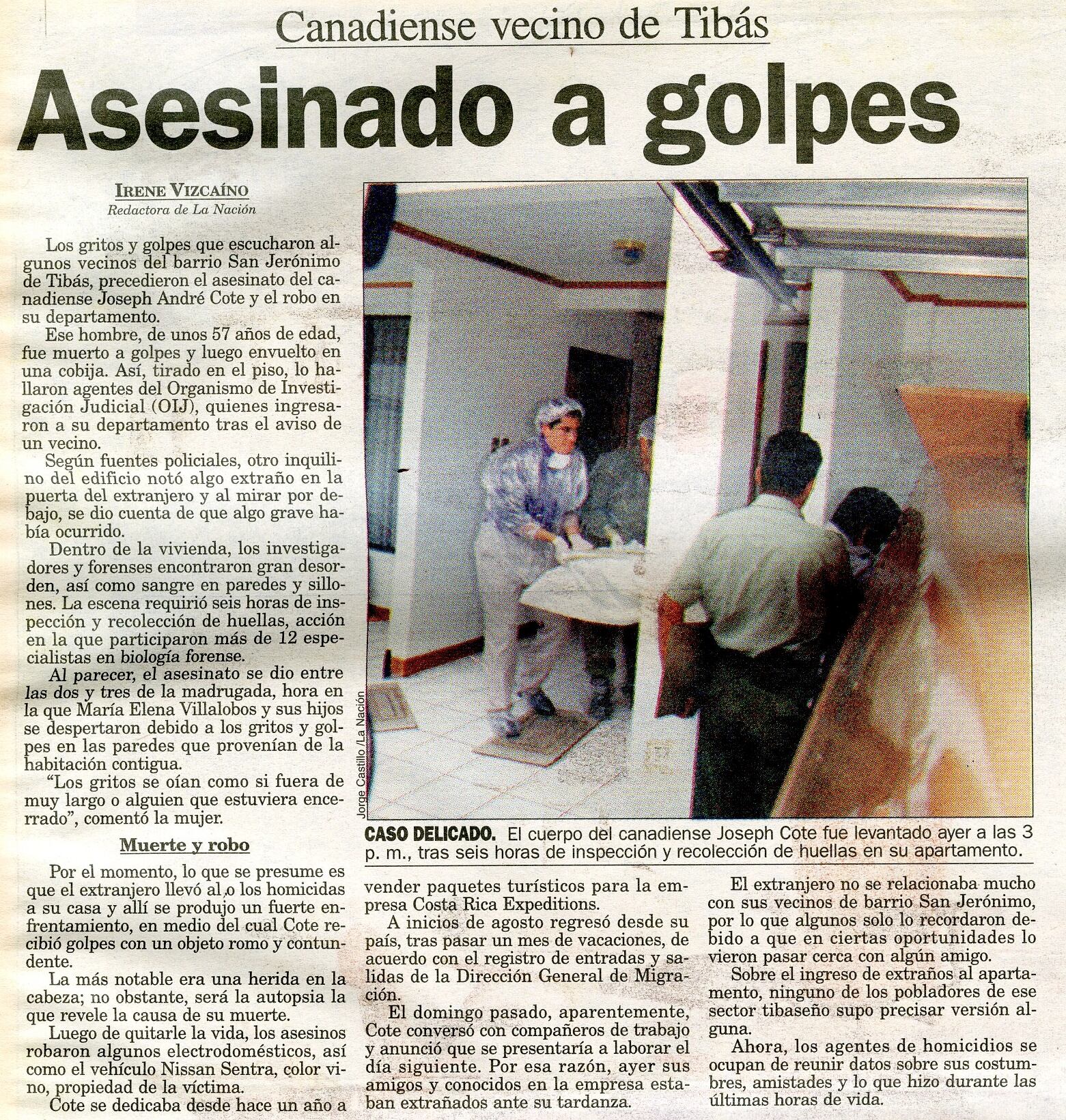 Joseph Andre Cote, canadiense asesinado en su casa en Tibás en 1999. Foto Archivo.