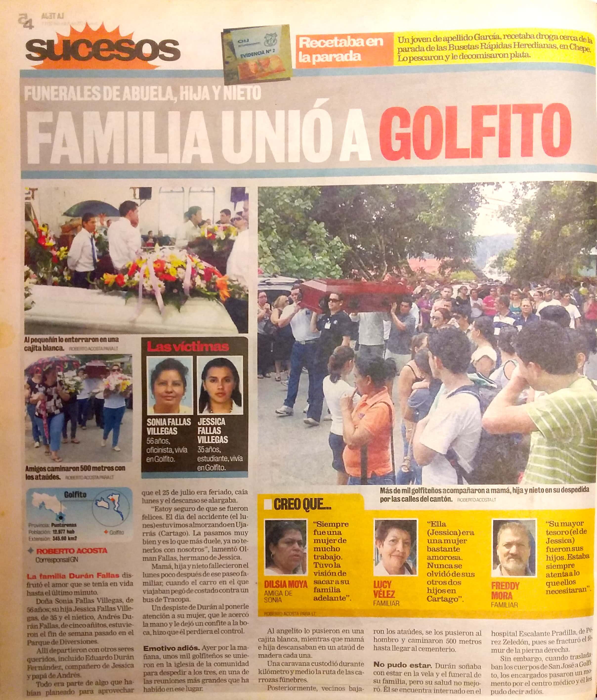 Novelón sobre Eduardo Durán Fernández, único sobreviviente de fatal accidente ocurrido en julio del 2011 en el cerro de la Muerte. Foto Archivo.