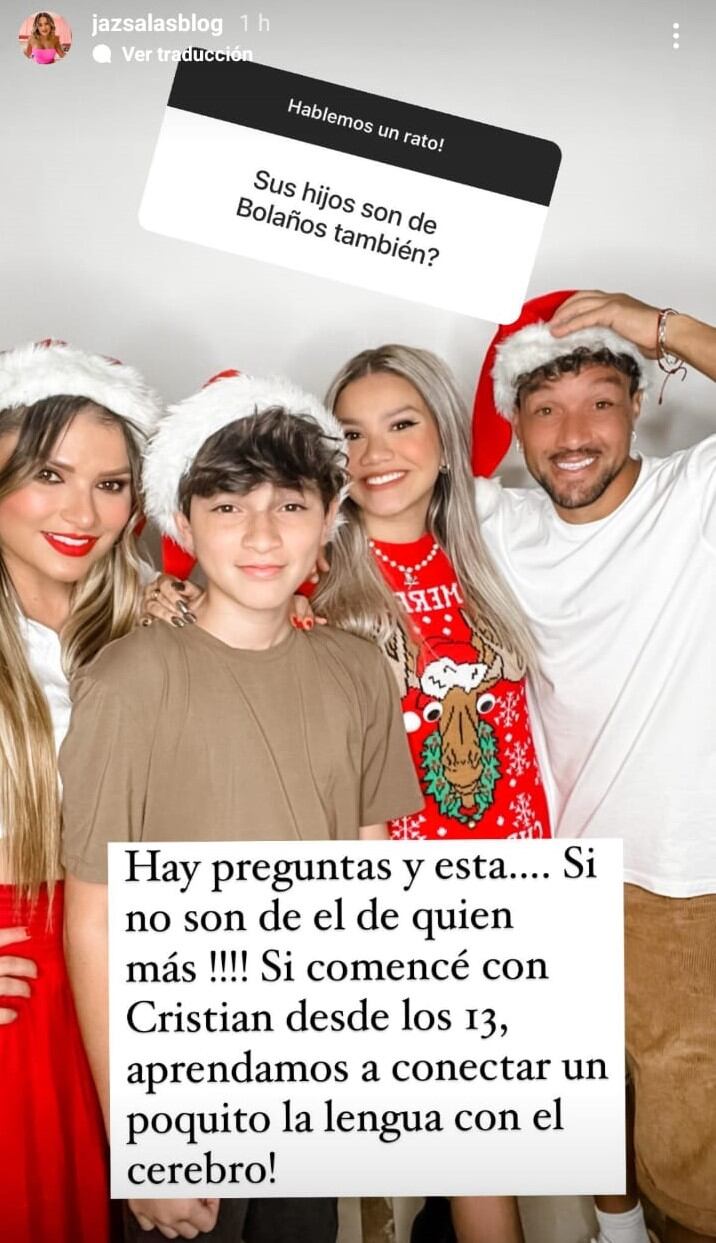 Jazmín Salas, esposa de Christian Bolaños explotó por una pregunta que le hicieron en Instagram. Captura de pantalla.