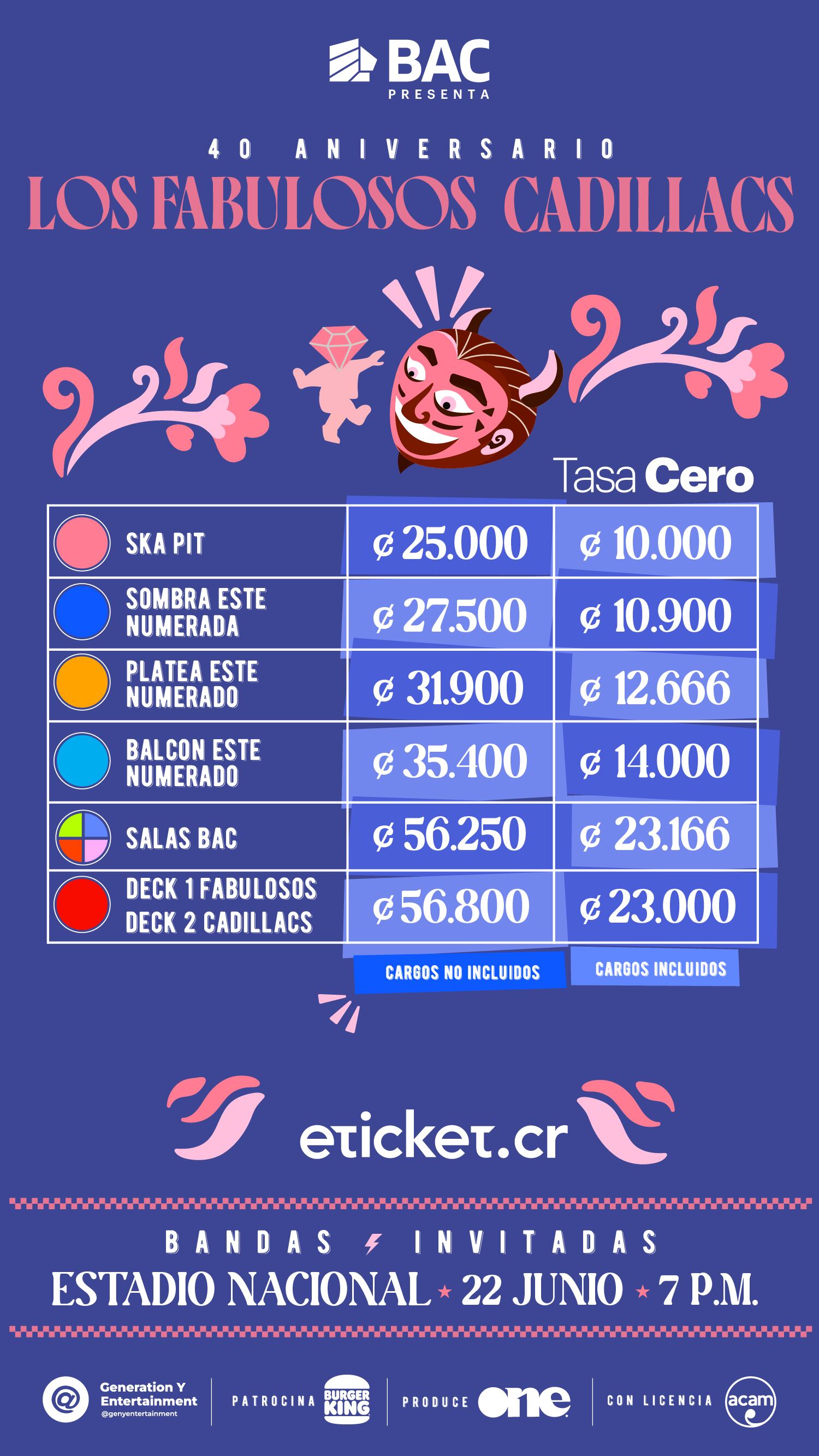 Precios y localidades para ver a Los Fabulosos Cadillacs.