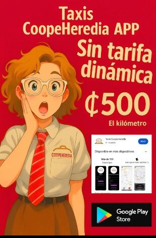 Los taxis rojos de Heredia (Coopeheredia), ahora sí se metieron duro a pelear por los clientes de la provincia al lanzar una aplicación para celulares igual a las de Uber, Didi e InDrive.