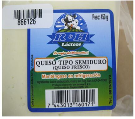 Fotografía del queso semiduro al que se le encontró bacteria.