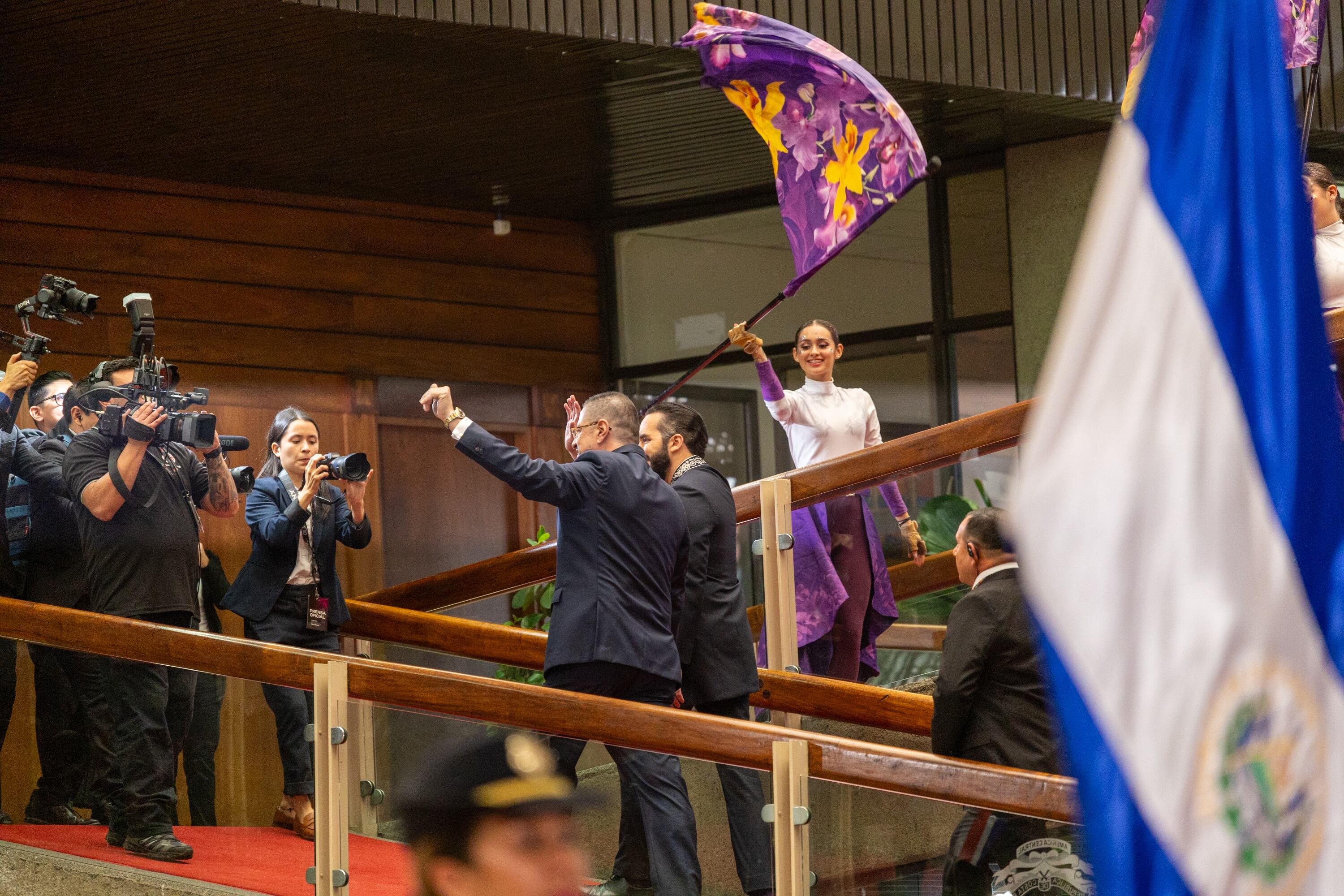 11/11/2024, San José, Casa Presidencial, el presidente Rodrigo Chávez recibe en casa presidencial al presidente de El Salvador Nayib Bukele.