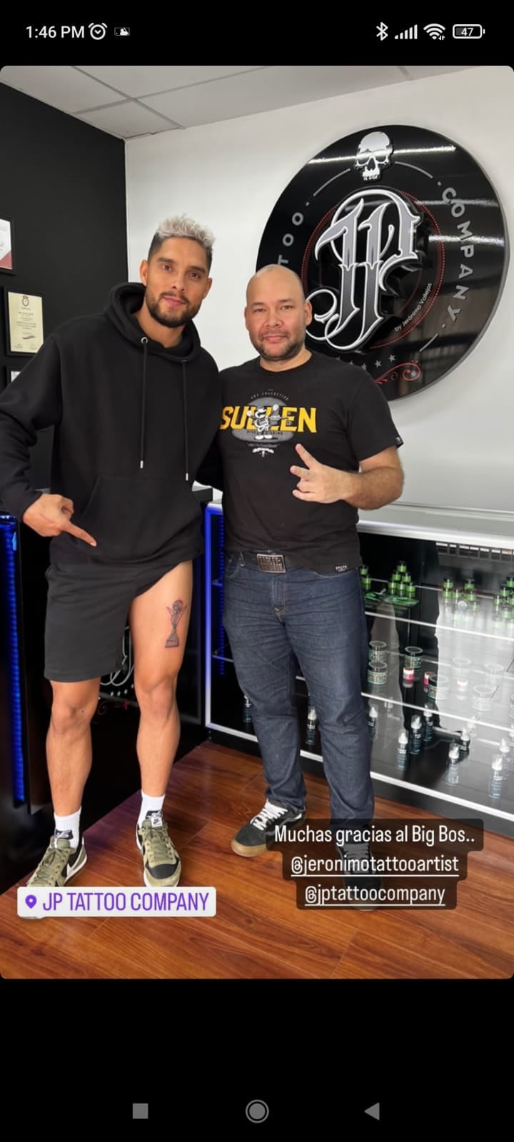 Kevin Briceño, tatuaje, copa