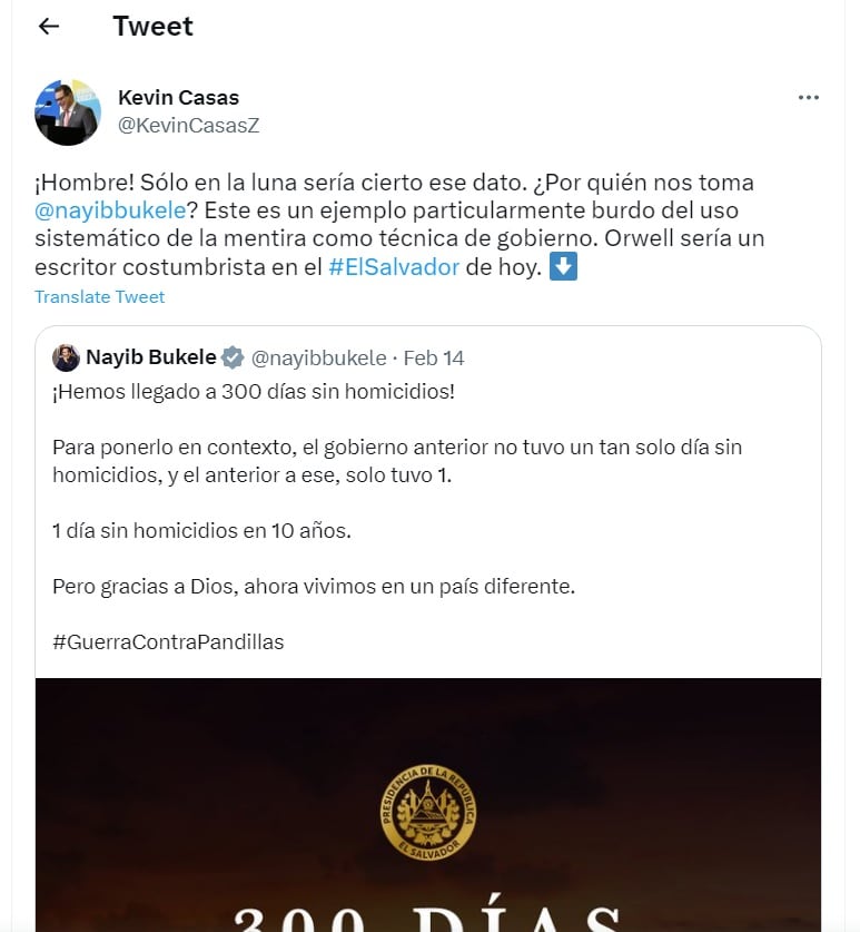 El exvicepresidente y exministro de Planificación de Costa Rica, Kevin Casas, le tiró durísmo por Twitter al actual presidente de El Salvador, Nayib Bukele, cuando éste publicó un dato que para Casas termina siendo una tremenda mentira