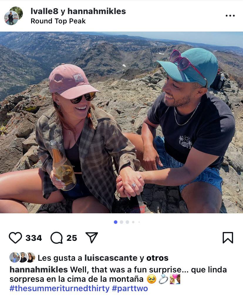 Luis Miguel Valle propuso matrimonio a su novia Hannah Mikles en Estados Unidos.