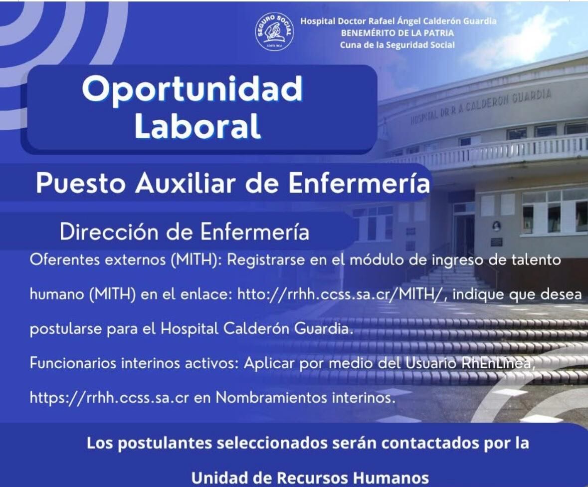 Empleo hospital calderón Guardia