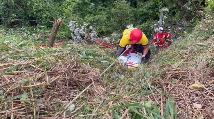 Los dos hombres que viajaban en el camión murieron tras caer al guindo. Foto Bomberos.