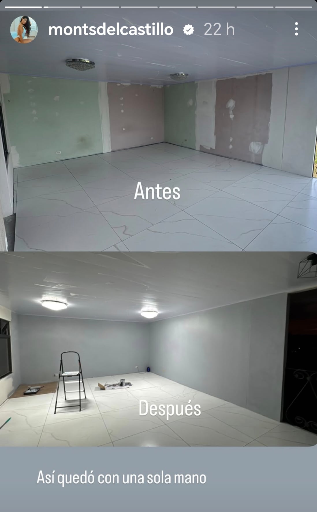 Montserrat Del Castillo mostró cómo va quedando su nueva casa luego de ella misma pintarla.