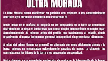 La Ultra contradice a Fuerza Pública y da su versión de lo ocurrido en Puntarenas