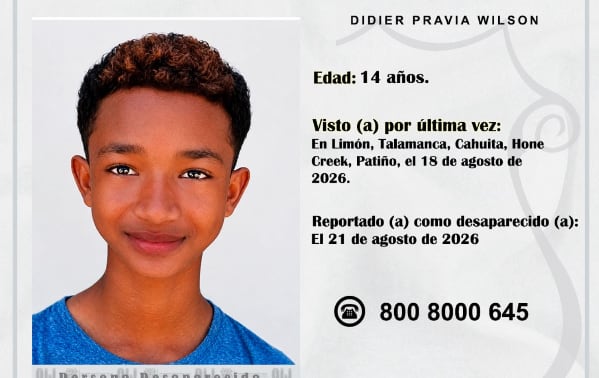 Didier Pravia está desaparecido en Limón