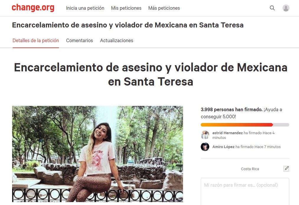 Recolectan firmas para manifestarse por decisión de jueces en el caso de María Trinidad Matus. Captura de pantalla.