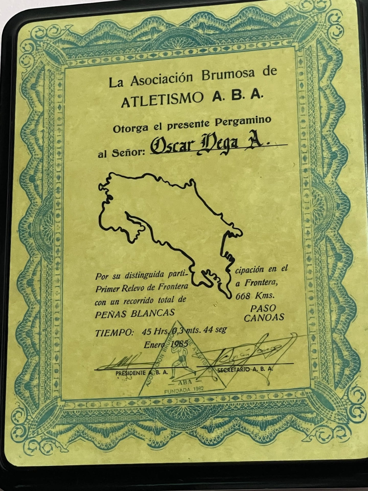 óscar vega, atletismo, carrera de relevos de frontera a frontera