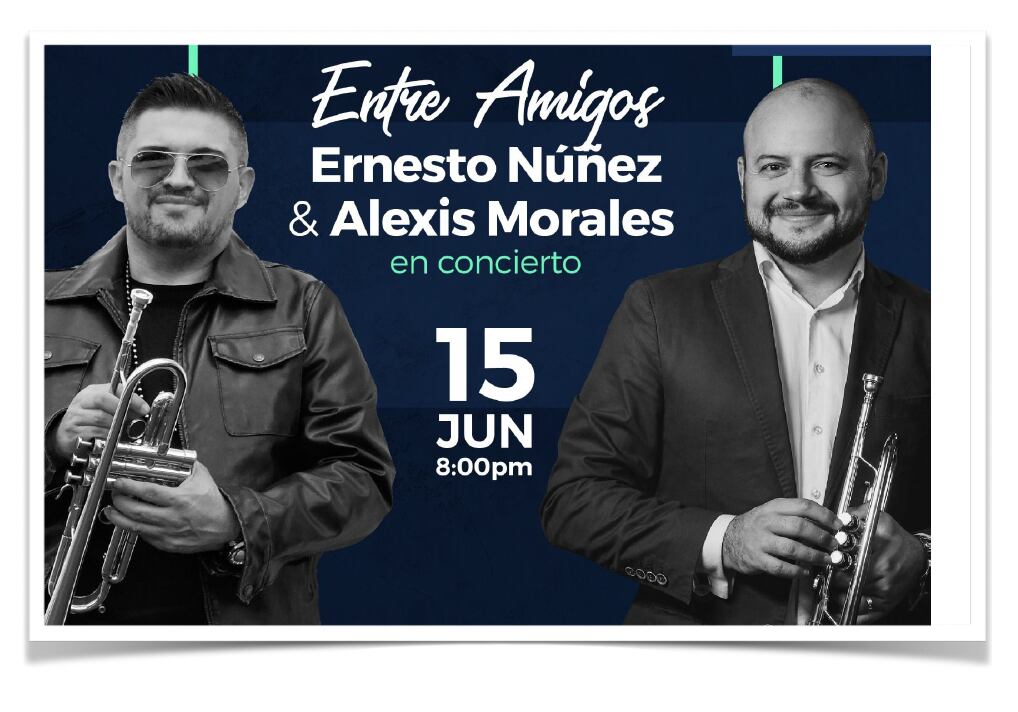 Los trompetistas costarricenses Ernesto Núñez y Alexis Morales se presentarán en un espectáculo único el jueves 15 de junio. Cortesía.