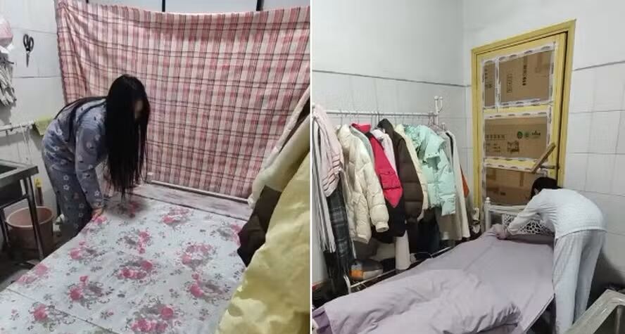 Joven trabajadora de 18 años en China vive en el baño de una tienda de muebles, adaptado como vivienda, para ahorrar dinero y alcanzar su meta de comprar una casa o un automóvil.