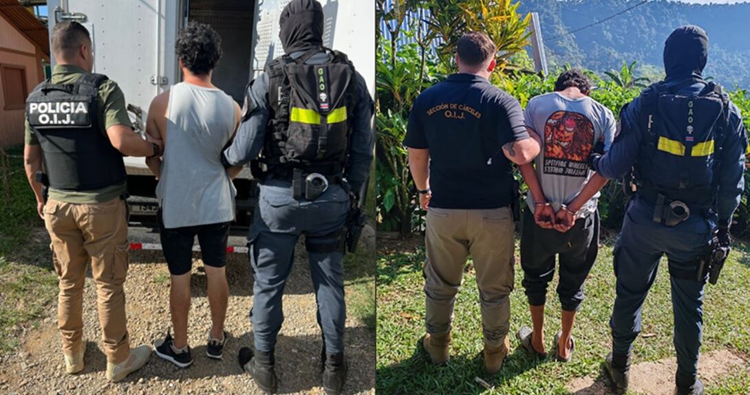 Los sospechosos fueron detenidos en Tinamaste de Pérez Zeledón. Foto OIJ.