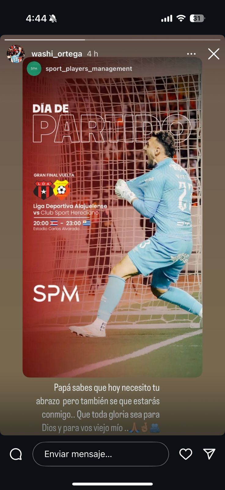 Esta fue la historia compartida por Washington Ortega.