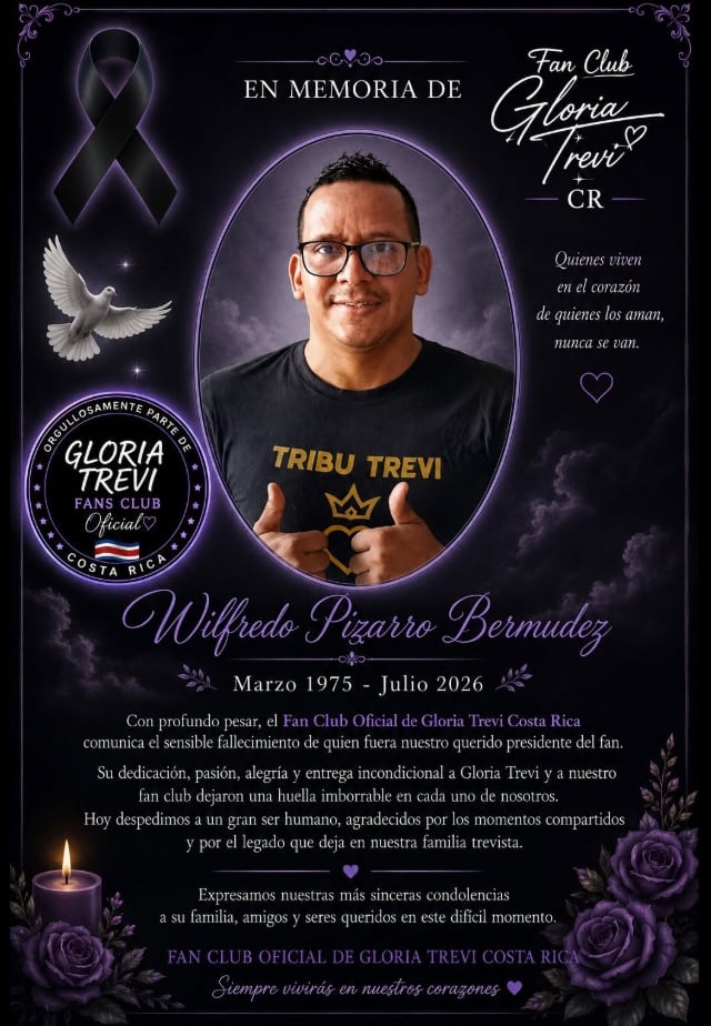 Wilfredo Pizarro era el presidente del club de fans de Gloria Trevi en Costa Rica