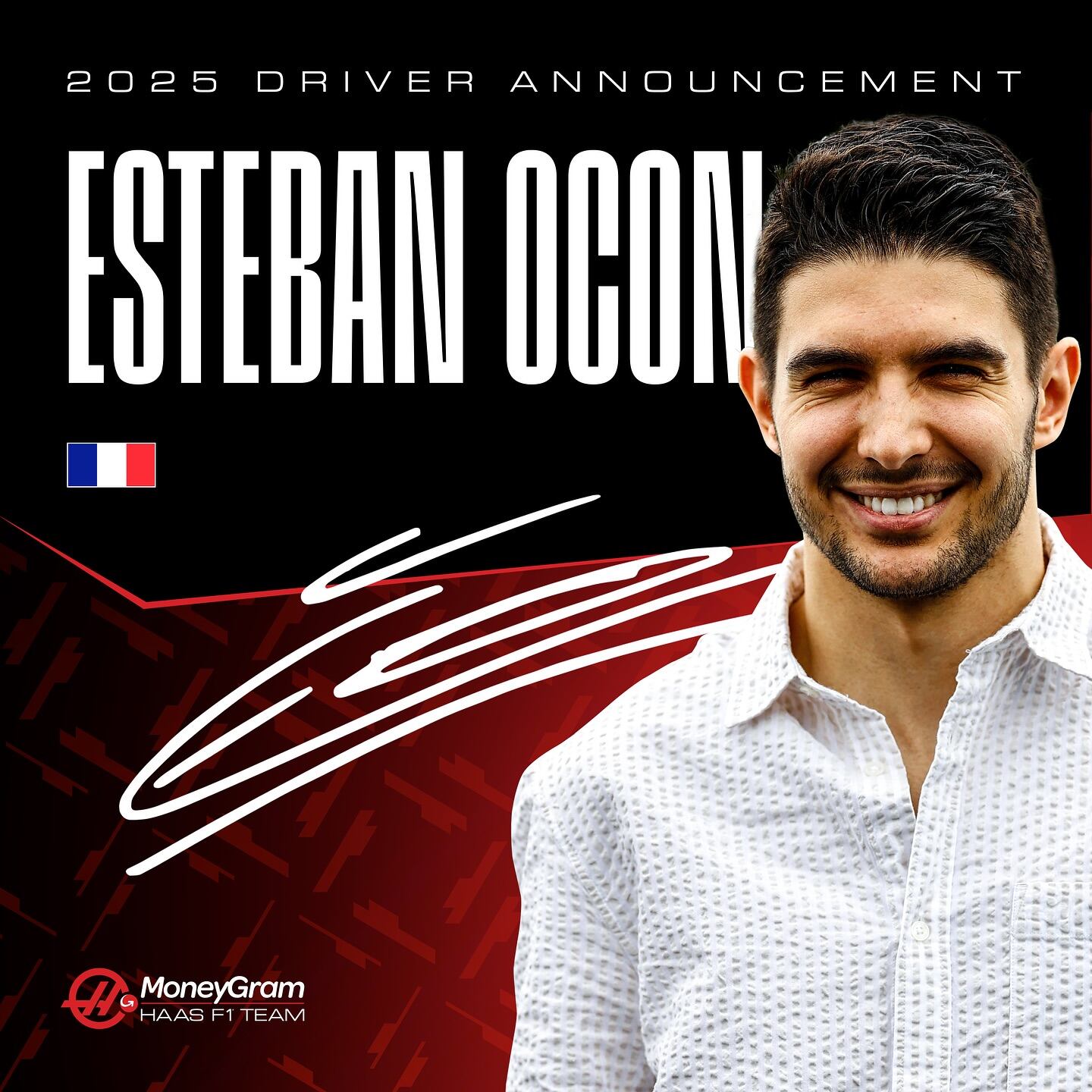 Con esta imagen Haas oficializó la llegada de Esteban Ocon. Foto: Facebook.