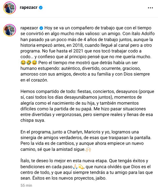 Rafa Pérez, ahora excompañero de Ítalo Marenco en Repretel, reveló la verdad de la relación que tuvo con el presentador durante los cuatro años que compartieron cámaras en canal 6.