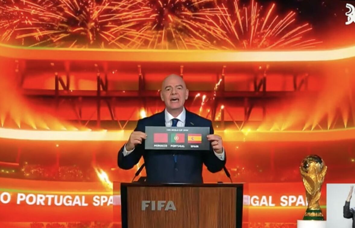 Gianni Infantino, presidente de la FIFA confirmó las sedes para el año 2030. Foto tomada de X.