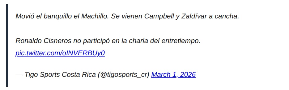 Tigo Sports eliminó su publicación original donde hablaba de Ronaldo Cisneros.