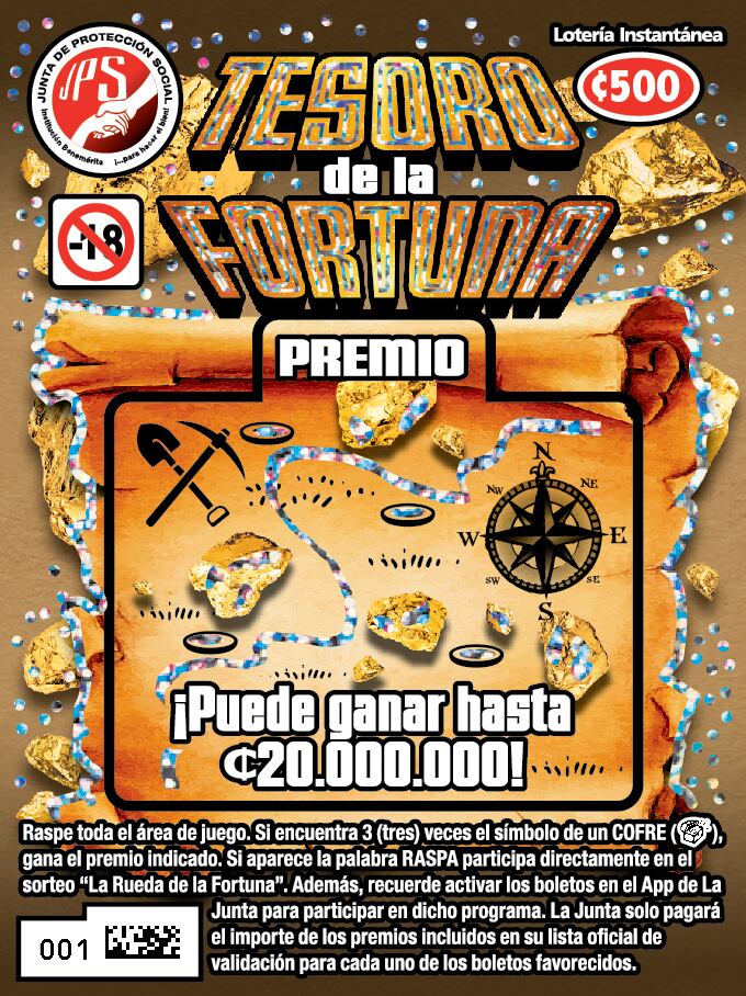 La Junta de Protección Social (Junta) anunció que ya se pueden comprar dos nuevas raspas para que los fiebres podamos ganar millones de colones en premios: Tesoro de la fortuna y Colones de la suerte, son los nombres