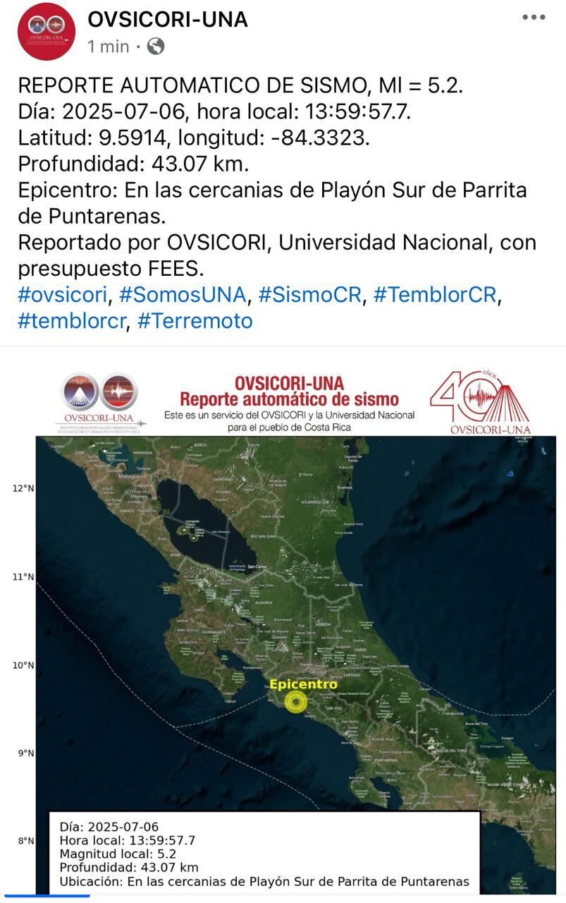 Tembló el domingo 6 de julio del 2025