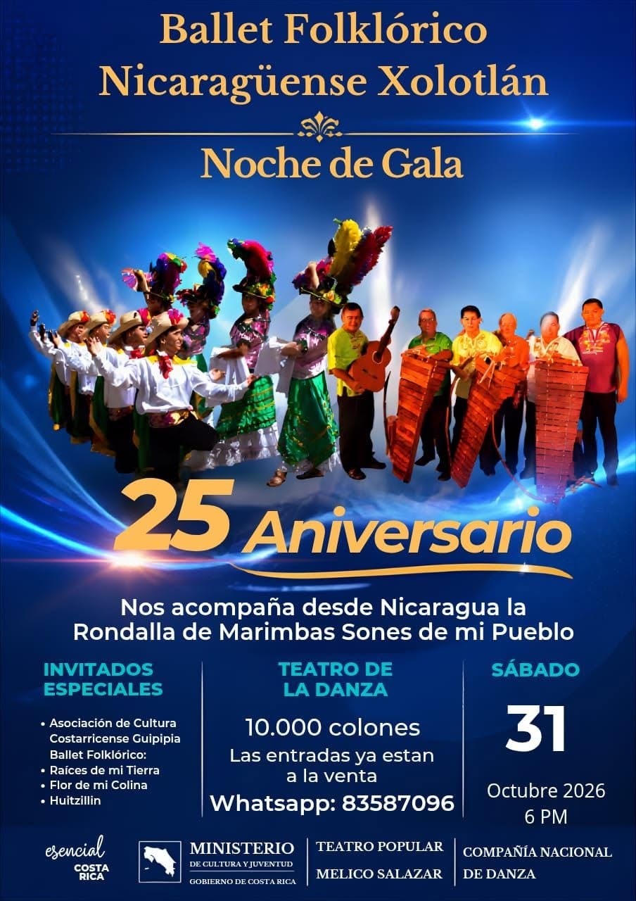 El Ballet Folclórico celebra 25 años de llevar las raíces de Nicaragua a Costa Rica, de la mano de Eduardo Flores, un granadino que convirtió su amor por la cultura en un puente entre dos pueblos.