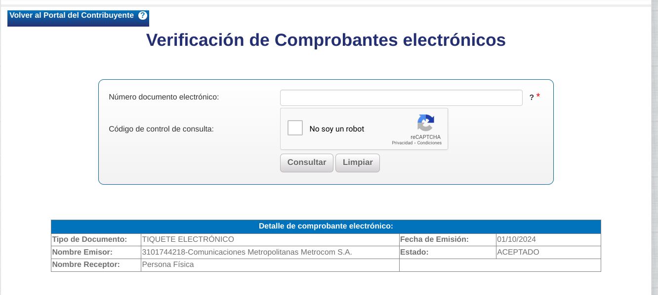 De esta manera, cualquier persona puede corroborar si el comprobante electrónico que le dio un negocio se hizo correctamente. Captura de pantalla.